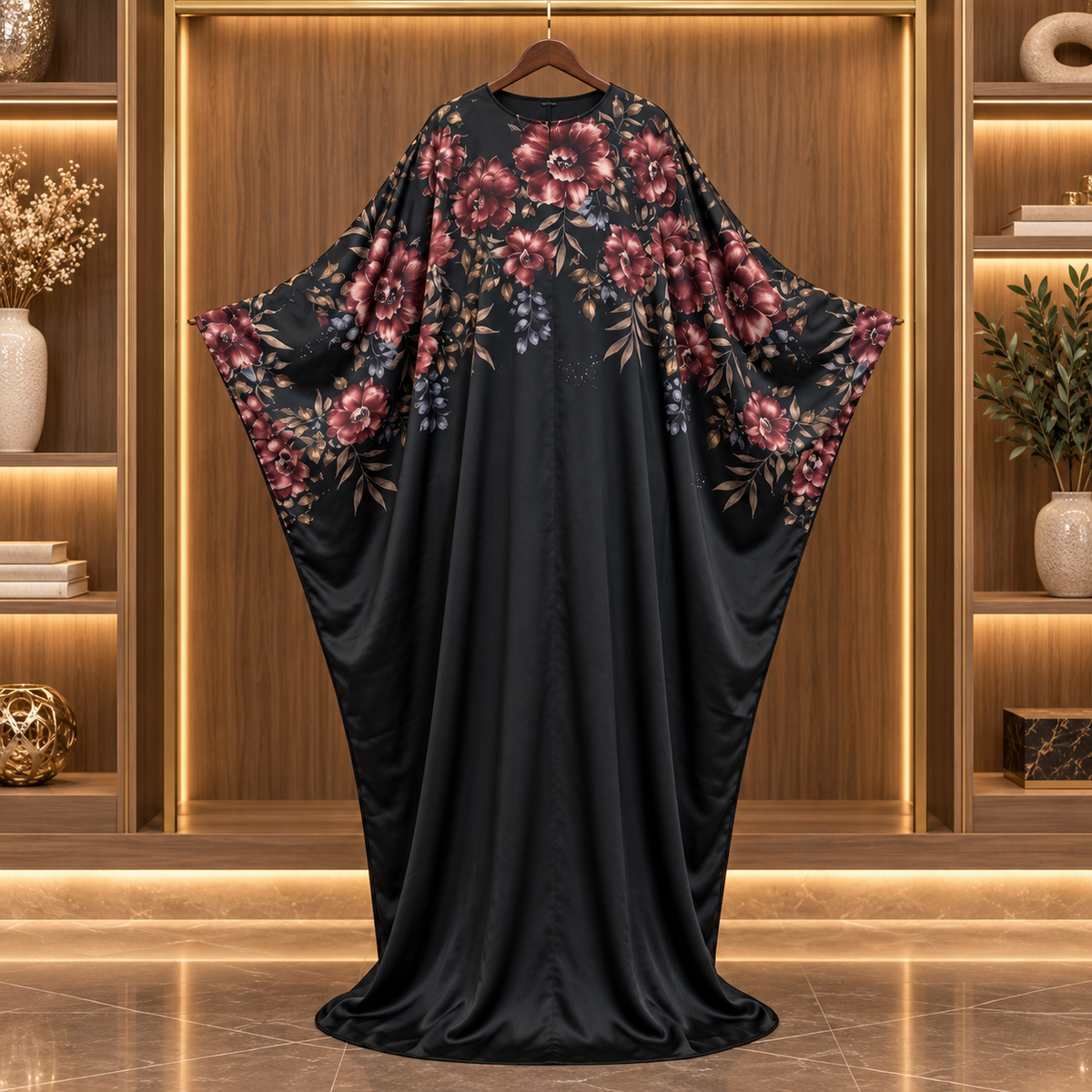 Midnight Bloom Floral Abaya