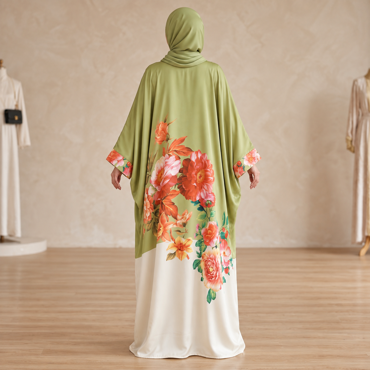 Sage Bloom Floral Abaya